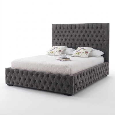Grijze Chesterfield Tweepersoonsbed Hotel en Slaapkamer Bedden