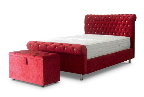 Chesterfield Hotel dubbel lederen bed slaapkamer bekleding luxe bedden 200x200cm