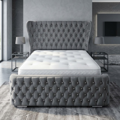 Chesterfield textiel bed slaapkamer bedden dubbel gestoffeerd 140/160/180/200 cm  Chesterfield textiel bed slaapkamer bedden dubbel gestoffeerd 140/160/180/200 cm