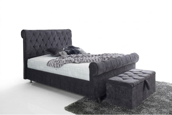 Chesterfield Design fluwelen bed luxe textiel bedden slaapkamer dubbel