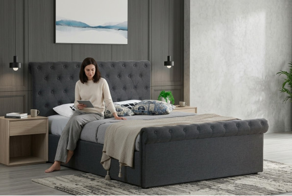 Chesterfield Klassisches Design Bed Beklede Bedden Textiel 140x200cm