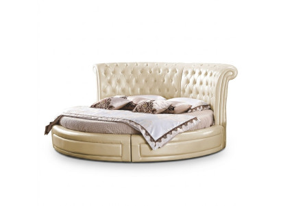 Rond bed Chesterfield Designer Ronde slaapkamer Textiel Lederen bedden