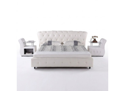 Wit gestoffeerd designer Chesterfield bed slaapkamer textiel meubels