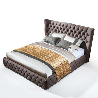 Chesterfield Groot Bed Grote Hoofdbord Oren Bedden Beklede Tweepersoonsbed
