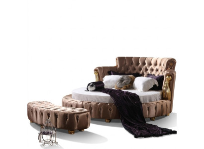 Rond bed Chesterfield Designer Ronde Bedden Slaapkamer Textiel Leer