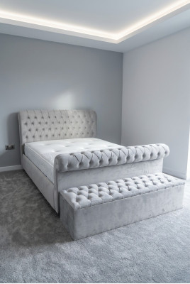 Engels designer slaapkamer gestoffeerde bedden tweepersoonsbed hotel chesterfield