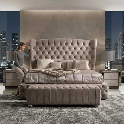 Echt Chesterfield bed Dubbele hotelbedden Stoffen bekleding 160x200cm Nieuw