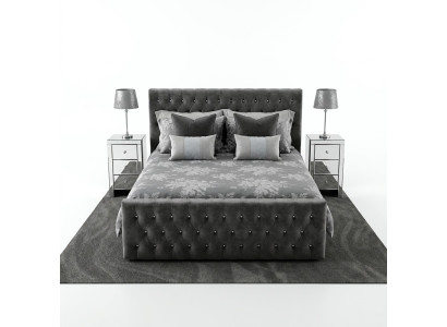 Grijze stijlvolle Chesterfield tweepersoonsbed ontwerper slaapkamer bedden.
