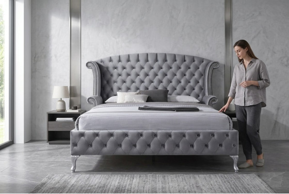 Nostalgie bed Chesterfield bank Oorkussens Bedden Engels slaapkamerontwerp Nieuw