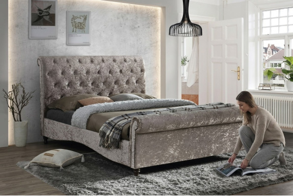 Luxe Chesterfield-knoppenbedden Slaapkamer Designmeubelen Bed Dubbel Hotel Nieuw