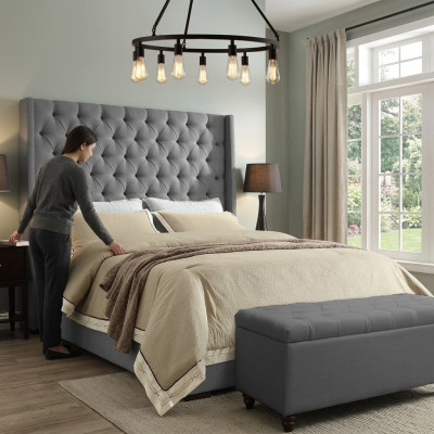Klassiek design bed gestoffeerde bedden textiel 140x200cm Chesterfield bed