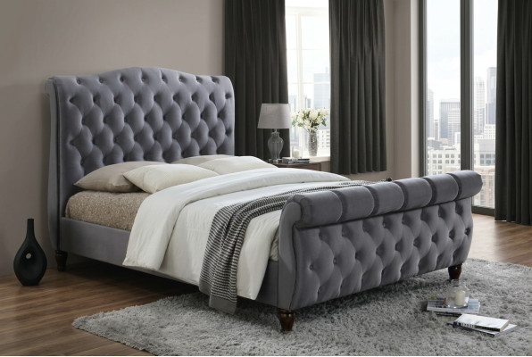 Klassiek fluwelen textielbed, dubbele bedden, gestoffeerde hotel slaapkamer 180x200