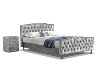 Beklede Chesterfield grijze luxe tweepersoonsbed slaapkamer ontwerper bedden