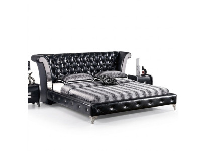Roestvrijstalen luxe Chesterfield leren bedden, dubbel gestoffeerde designerbedden hotel