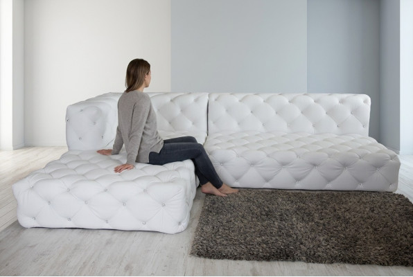 Ontwerp hoekbank bank leder bekleding sofa hoeksamenstelling kristalstenen hoekbank nieuw