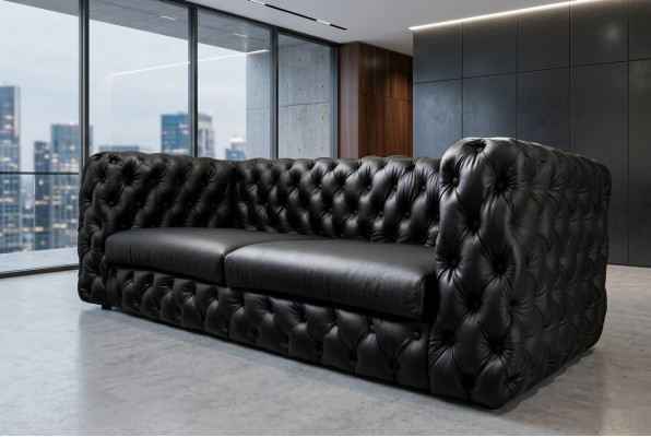 Zwarte Chesterfield 3-zitsbank Bank Designer Luxe Set