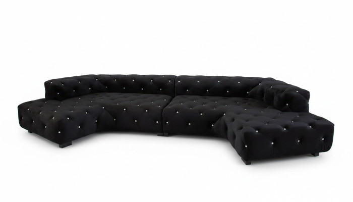 Klassieke designer Chesterfield fluwelen bank met kristallen stenen woonlandschap
