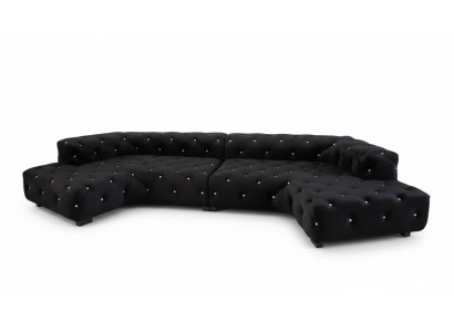 Klassieke designer Chesterfield fluwelen bank met kristallen stenen woonlandschap