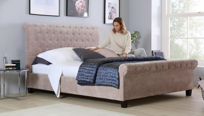 Chesterfield Design Velvet Bed Luxe Textile Beds Slaapkamer Dubbel 160x200cm