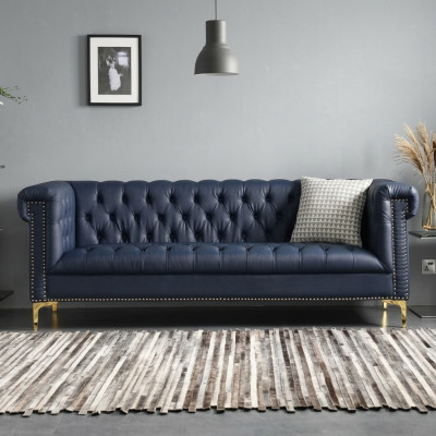 Engelse stijl meubels Chesterfield driezitsbank roze turquoise 3-zits blauwe bank