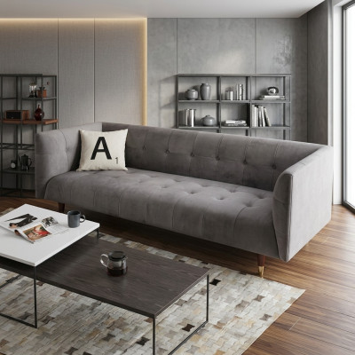Moderne grijze Chesterfield 3-zits luxe woonkamer bank