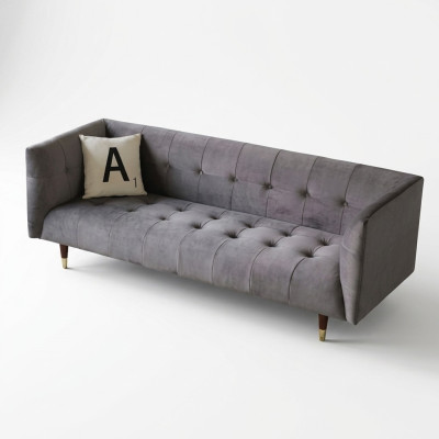 Moderne grijze Chesterfield 3-zits luxe woonkamer bank