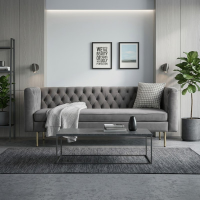 Bank Luxe Textiel Chesterfield Bank Bankstellen Bekleding 3-zits Italiaans meubilair