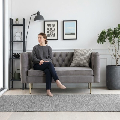 Engelse stijl meubels Chesterfield tweezitsbank roze turkoois geel blauw sofa