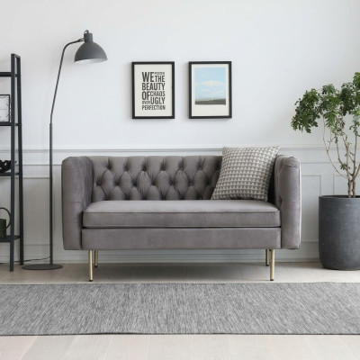 Engelse stijl meubels Chesterfield tweezitsbank roze turkoois geel blauw sofa