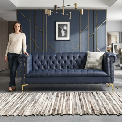 Chesterfield Leder Bekleding Design Bank Luxe Bank Klassieke Bank 3-Zits Nieuw