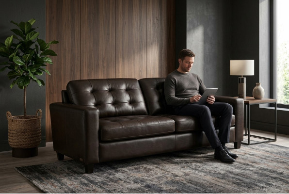 Chesterfield 3-zitsbank Lederen sofa Bankstel Bekleding Zitmeubel 3-zitsbanken Nieuw