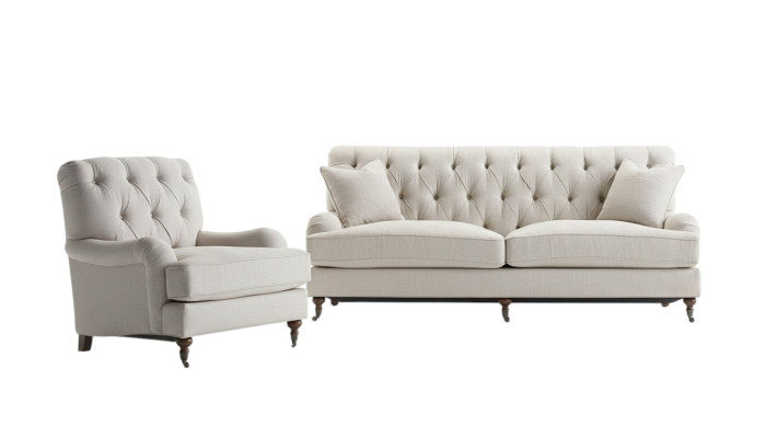Chesterfield Luxe Bank Bank Bekleding Zitstof Garnituur 3+1 Zits Bankstellen