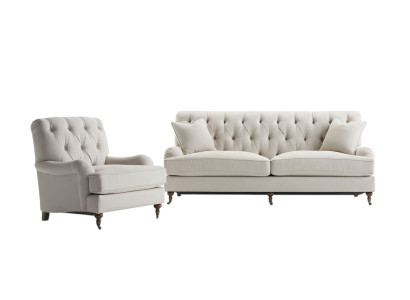 Chesterfield Luxe Bank Bank Bekleding Zitstof Garnituur 3+1 Zits Bankstellen