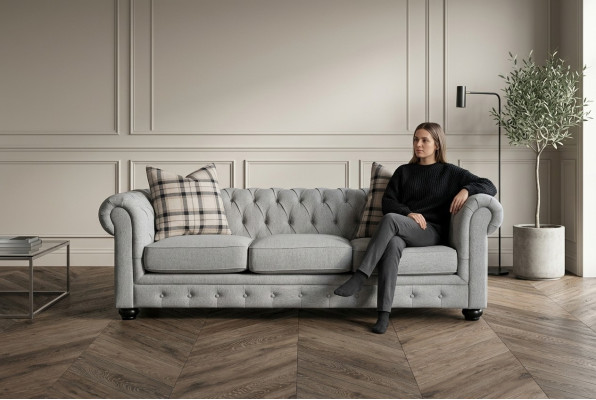 Chesterfield 3-zitsbank Stoffen Sofa Bankstel Bekleding Zitmeubel 3-zits Sofa Nieuw