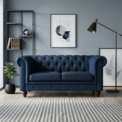 Engelse stijl meubels Chesterfield tweezitsbank roze bont geel blauw sofa