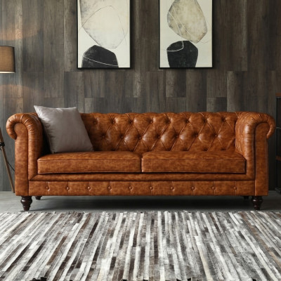 Chesterfield Leren Gestoffeerd Design Bank Luxe Bank Klassieke Bank 3-zits Nieuw