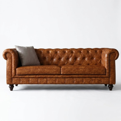 Chesterfield Leren Gestoffeerd Design Bank Luxe Bank Klassieke Bank 3-zits Nieuw