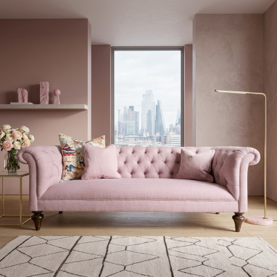 Chesterfield Textiel Stoffering Design Sofa Luxe Bank Klassieke Sofa 3-Zits Nieuw