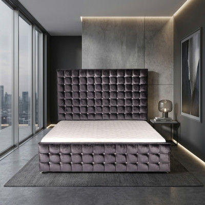 Ontwerper zwart Chesterfield bed met kristallen luxe meubels