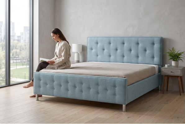 Chesterfield Design Engels 140/160/180x200 Bedden Tweepersoonsbed Turquoise Bekleding