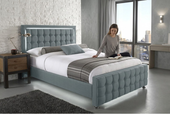 Chesterfield grijs tweepersoonsbed Designer Luxe Slaapkamer Bedden Elegant Uitgerust
