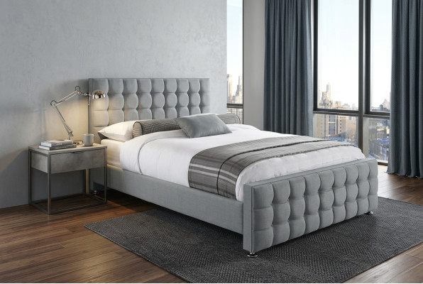 Chesterfield grijs tweepersoonsbed Designer Luxe Slaapkamer Bedden Elegant Uitgerust