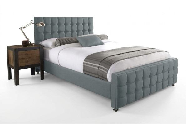 Chesterfield grijs tweepersoonsbed Designer Luxe Slaapkamer Bedden Elegant Uitgerust