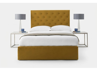 Engelse Chesterfield-bed Designer gestoffeerde beddenframe Textielstof Goud