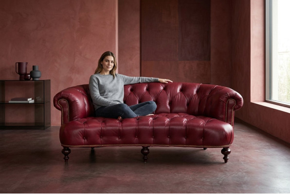 Ontwerper Chesterfield driezitsbank Roze bank Luxe ontwerp