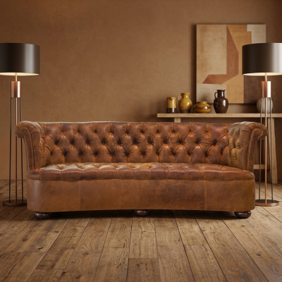 Chesterfield Leren Bekleding Design Bank Luxe Bank Klassieke Bank 3-Zits Nieuw