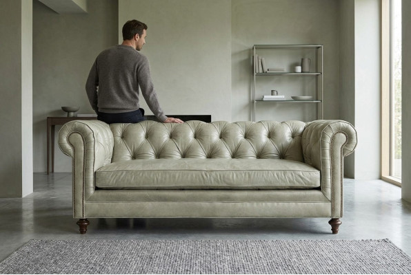 Chesterfield Luxe Sofa Bank Bekleding Zitbank Lederen Set 3-2-1 Zits Banken Nieuw