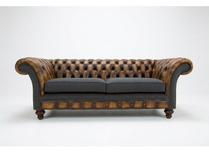 Ontwerp Chesterfield Bank 3 Bankstel Set Stof Bekleding Lederen Driepersoons