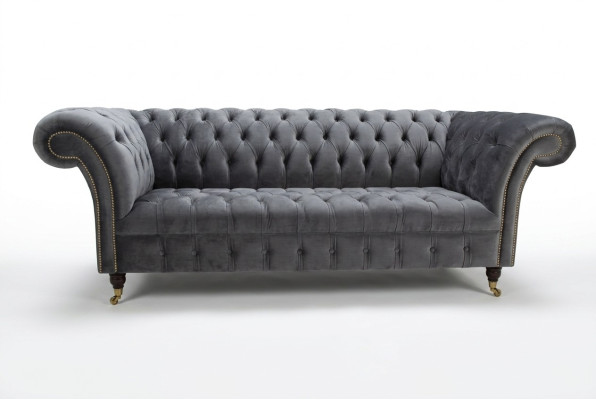 Moderne grijze Chesterfield 3-zitsbank Stijlvolle woonkamer 3-zitsbank
