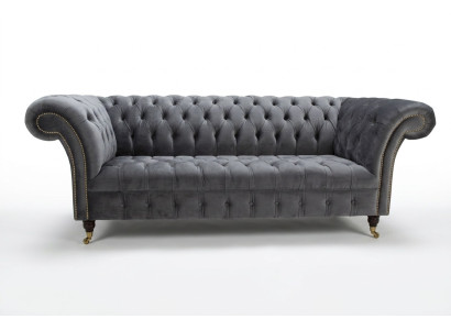 Moderne grijze Chesterfield 3-zitsbank Stijlvolle woonkamer 3-zitsbank
